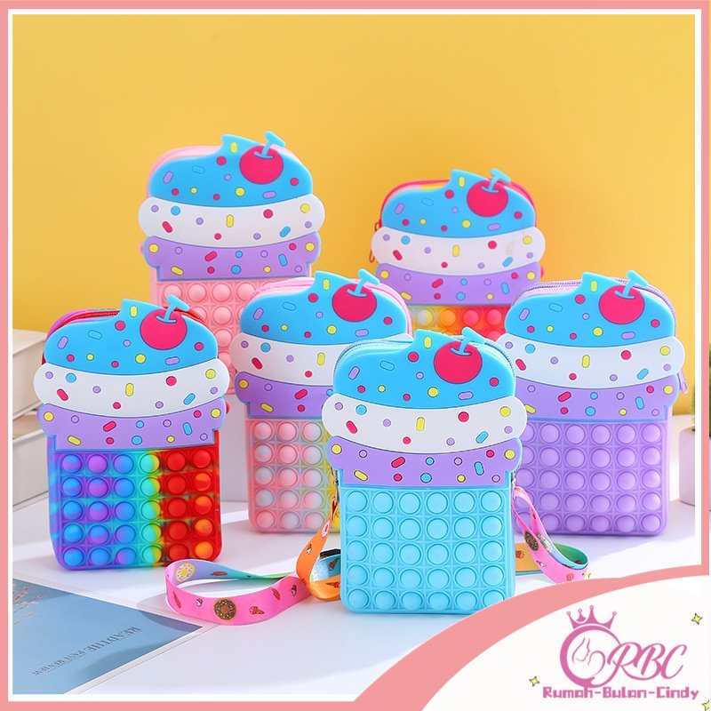 【Harga Grosir】TAS SELEMPANG ANAK POP IT IMPORT ICE CREAM