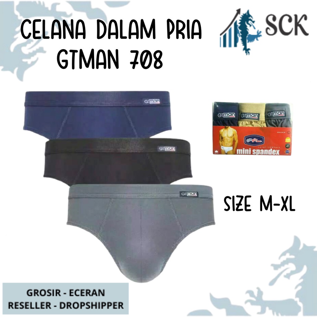 [ISI 3] CD Pria GT-MAN 708 Warna Mini Spandex size S-XL / CD Dalaman Pria Laki-Laki Mini Spandex - sckmenwear GROSIR