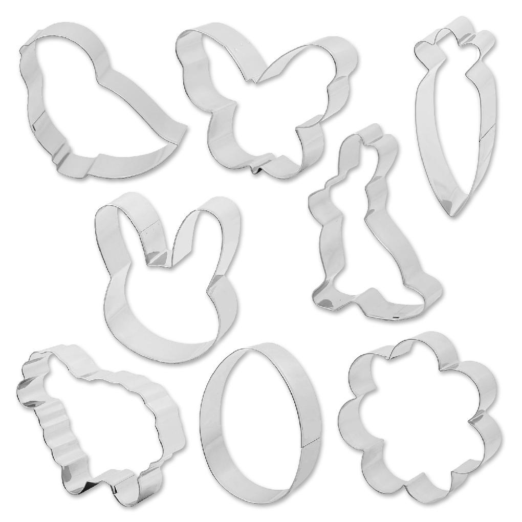 Cookie Cutters Stamper 8buah Biskuit Bentuk Set Fondant Cetakan Stainless Steel DIY Alat Adonan Biskuit Baking Pesta Tema