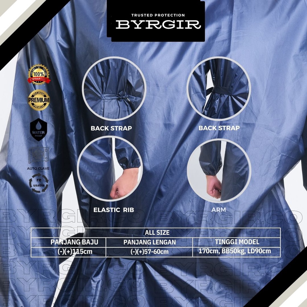 BYRGIR Surgical Gown Baju Operasi Jas Atasan APD Bahan Parasut Apron Medis Pria Wanita Water Proof