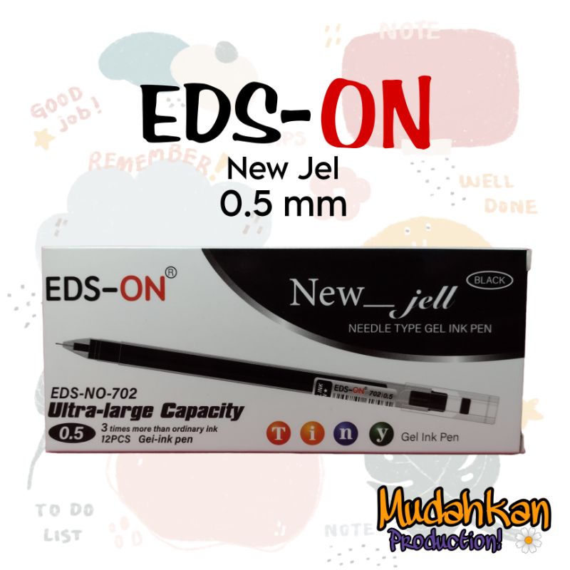 NEW JELL EDS-ON EDS-NO-702 Pulpen Gel 0.5 mm [ 1 Box isi 10 ] [ 1 Box isi 20 ] Pulpen Gel / Pulpen J