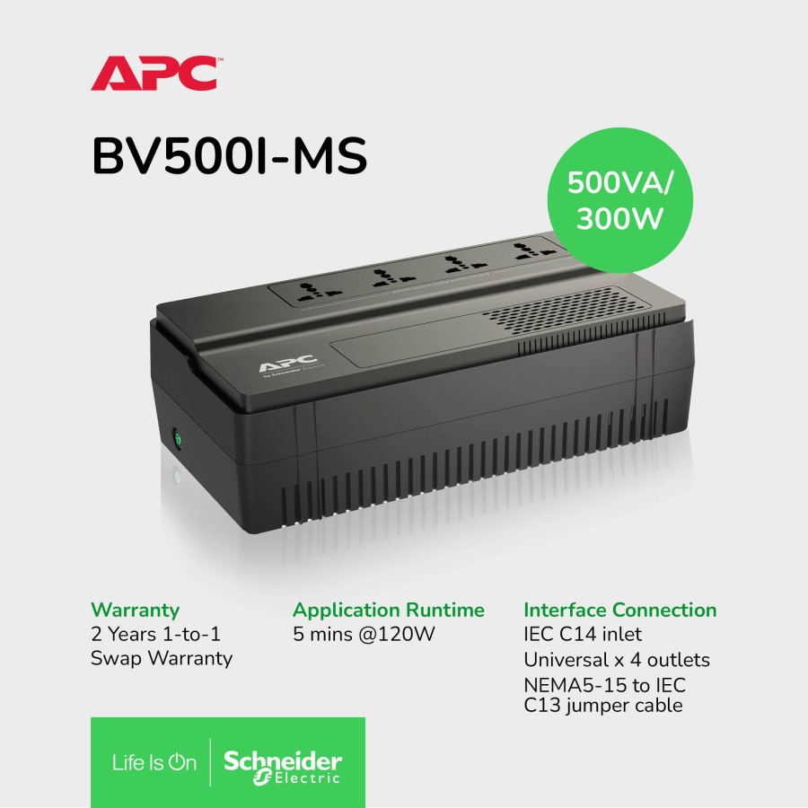 UPS APC Easy UPS BV 500VA 300W, 230V, BV500I-MS