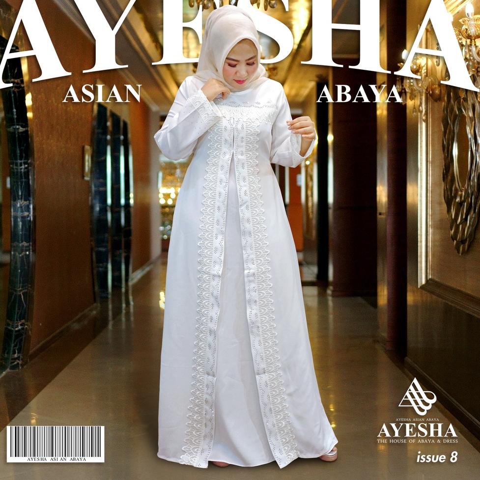 VIRAL [ AYESHA ] Gamis Putih Wanita Abaya Turkey Baju Gamis Terbaru Abaya Putih Turkey Mewah Dress M