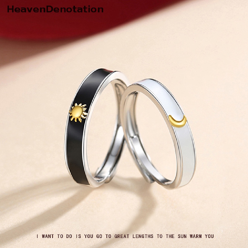 [HeavenDenotation] Bulan Pasangan Cincin Untuk Wanita Pria Yang Sesuai Dengan Jari Cincin Persahabatan Pertunangan Pernikahan Fashion Perhiasan Hadiah HDV