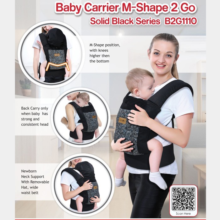 Diaper Bag Gendongan Ransel Bayi Baby Scots Scoots Baby 2 Go Solid Black B2G1110