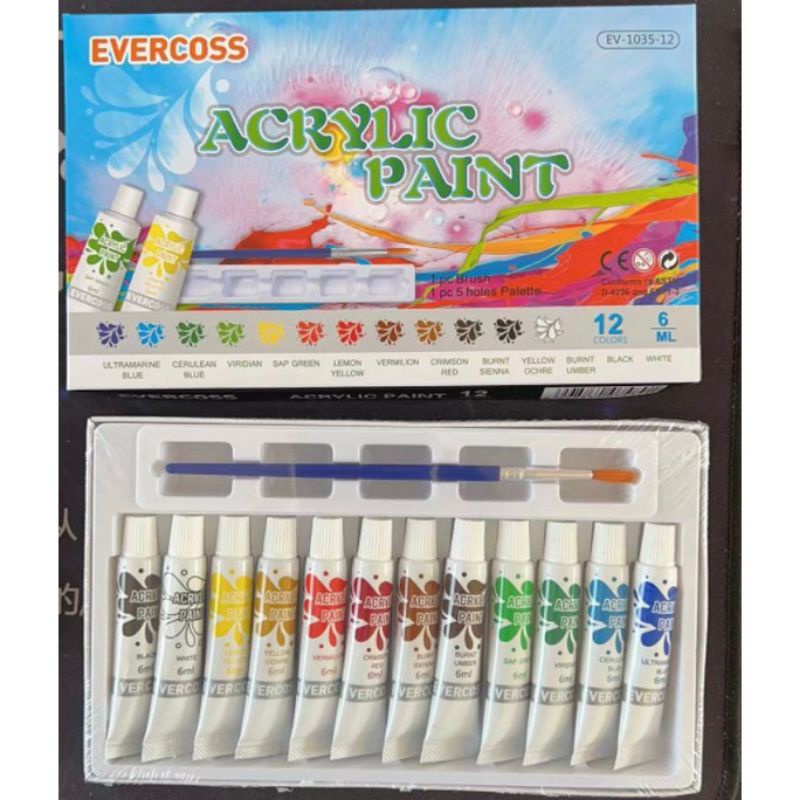 

RB Cat Acrylic 12 Warna Free Palet Kuas