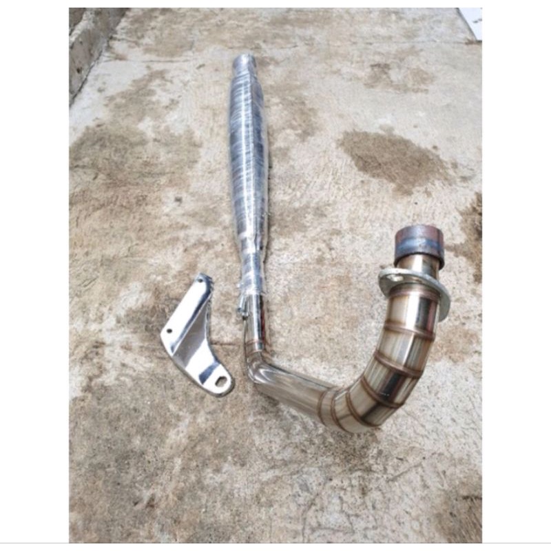 KNALPOT CORBI PLOR LEHER CACING STAINLES + PANGKON PNP HONDA CB GL MP MERK MSJ