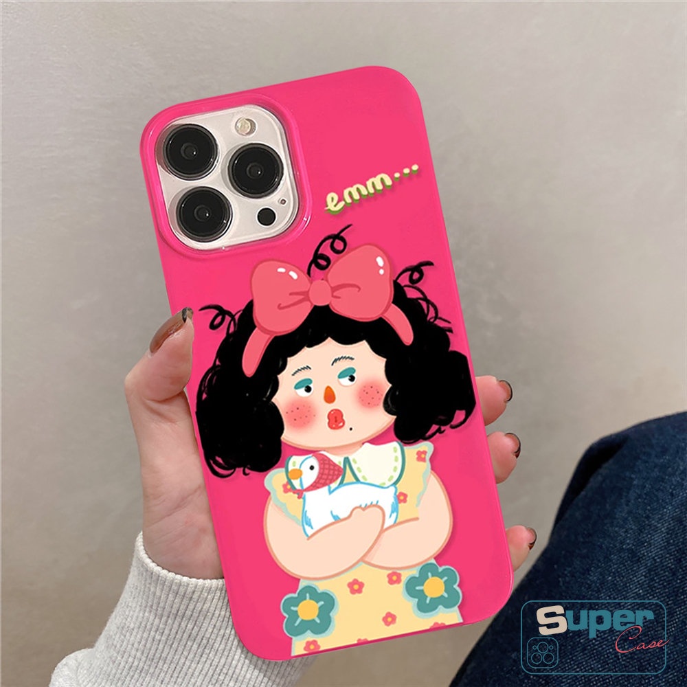 IPHONE Glossy Kartun Permen Lucu Imut Gadis Case Kompatibel Untuk Iphone11 13 14 12 Pro Max XR 7 8 Plus X XS Max SE 2020 Kamera Perlindungan Tahan Guncangan Ros Merah Lembut Tpu Silicon Back Cover