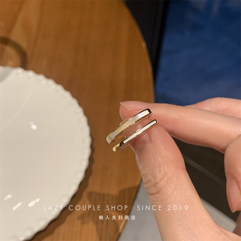 Cincin Emas Simple Double-layer Opening Adjustable Fritillary Rings Untuk Perhiasan Aksesori Wanita