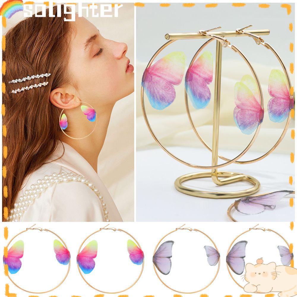 Solighter Anting Kupu-Kupu Ganda Hadiah Wanita Gadis Kasual Ear Hoop