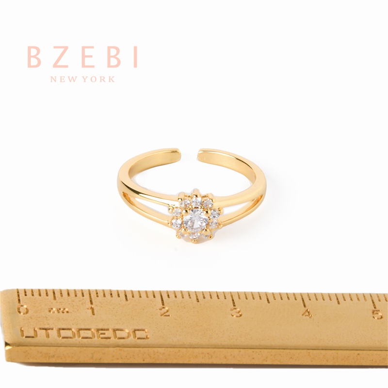 Bzebi Cincin Emas Berlian 18k, Cincin Terbuka Ajustable, Anti Karat, Gaya Korea, Aksesoris Fashion Wanita, Aksesoris Sehari-Hari, Perhiasan Premium, Hadiah Ulang Tahun Dengan Box 335r