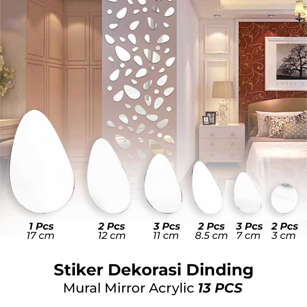 (BISA COD) FTIHSHP SOLEDI Sticker Dekorasi Dinding Mural Mirror Acrylic 13 PCS - SL09