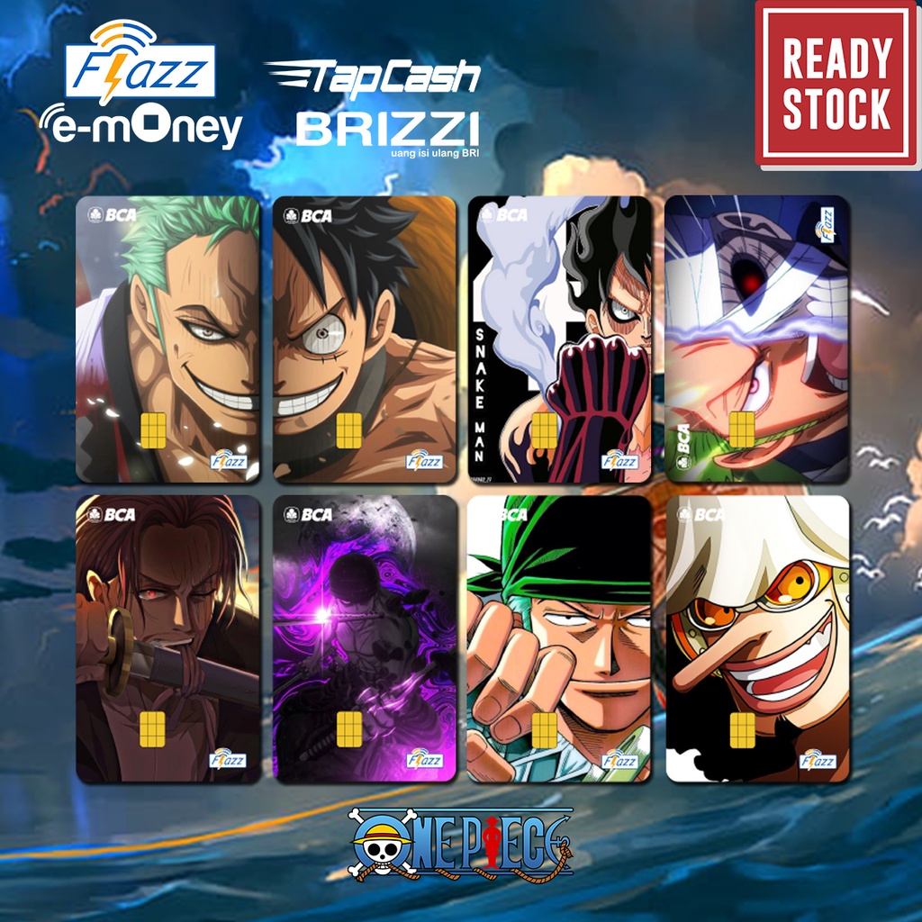 Emoney mandiri flazz bca gen 2 brizzi tap cash custom Anime ONE PIECE Card kartu e toll free edit 1 sisi atau 2 sisi cocok untuk komunitas dan souvenir