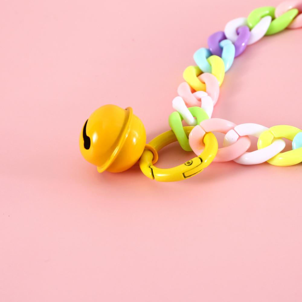Timekey Kerah Kucing Peliharaan Permen Warna Resin Lonceng Warna Solid Kerah Leher Rantai Anjing Peliharaan Kucing Perlengkapan Kalung Aksesoris M6V3