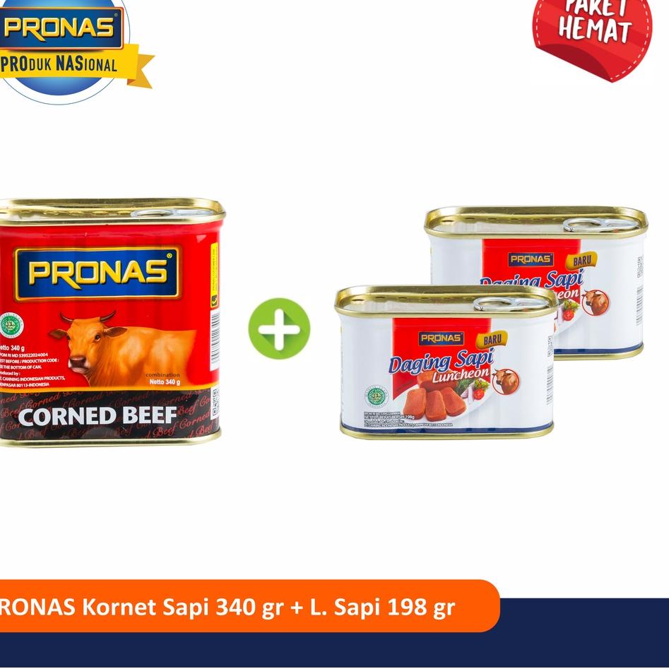 

❁ PRONAS Paket Exclusive Kornet Sapi 340 g dan Luncheon Sapi 198 g bundling 3 pcs ☪