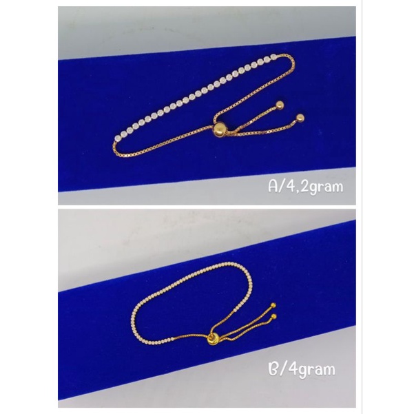 GELANG PERAK 925 ASLI LAPIS EMAS/GELANG SERUT LISTRING MATA PUTIH/ASLI SILVER 925/PERHIASAN GELANG