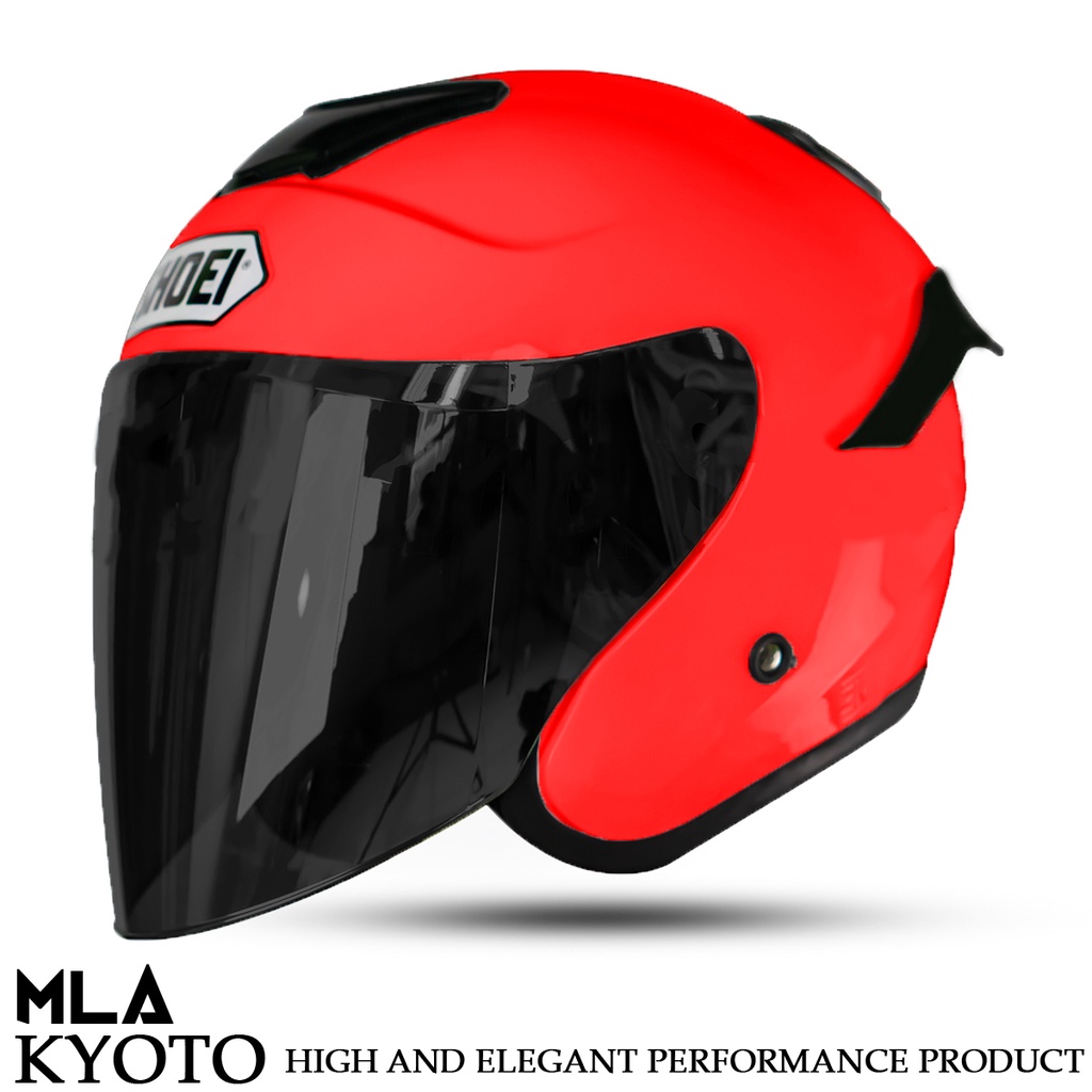 Helm Half Face MLA Kyoto / RED FERARI Kaca Visor Gold-Blue-Hitam Iridium / Helm Premium SNI untuk Pria Dan Wanita Dewasa COD