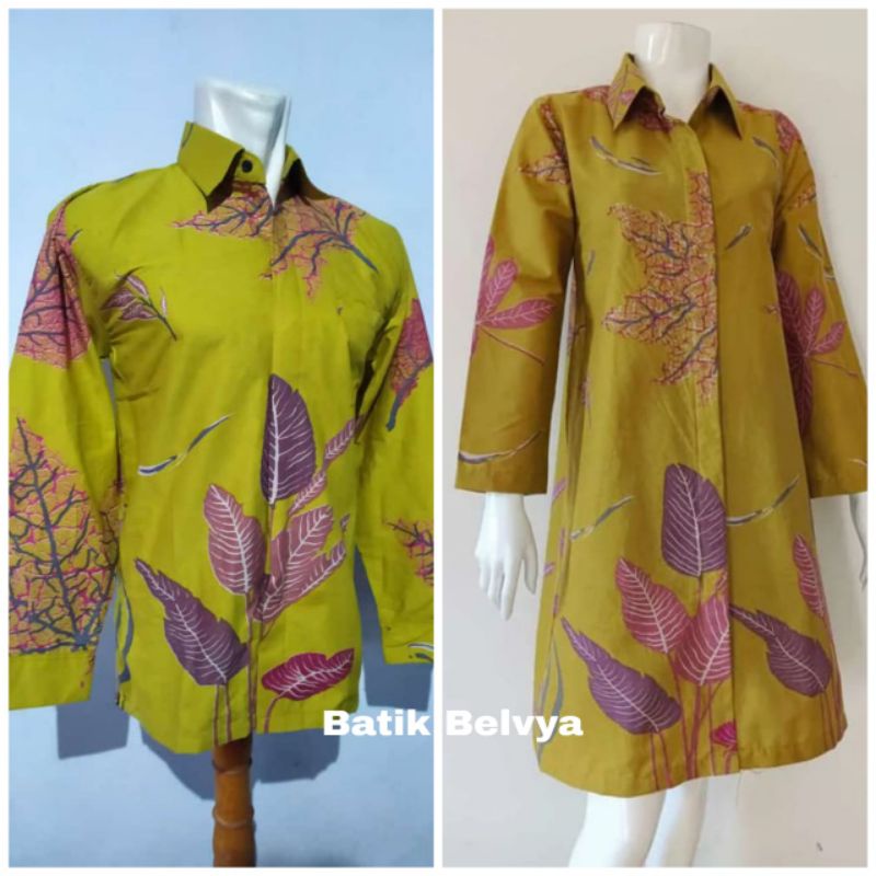 set couple batik motif ecoprint / Batik sragen / batik solo / dress batik / tunik batik / kemeja bat