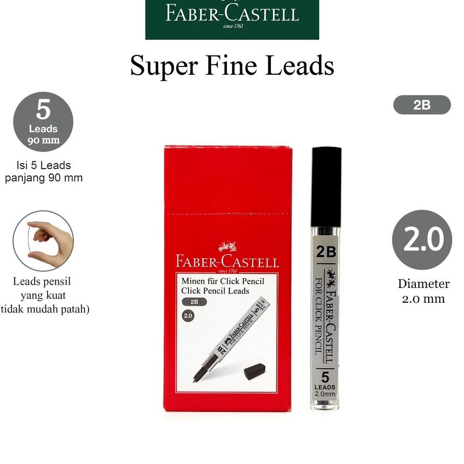 

Refil Pensil Mekanik 2B Faber-Castell 2.0 mm 132812 Click Pencil Leads PerTube ABG