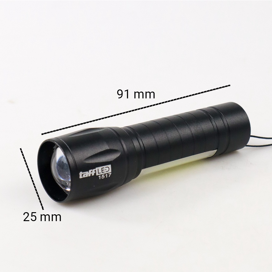 Senter LED Mini TaffLED 1517 USB Rechargeable Q5 + COB 2300 Lumens CNS