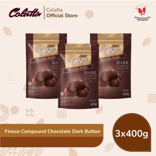 

Bundling Colatta fineza Compound Chocolate Dark Button - Coklat Hitam 400g - Isi 3