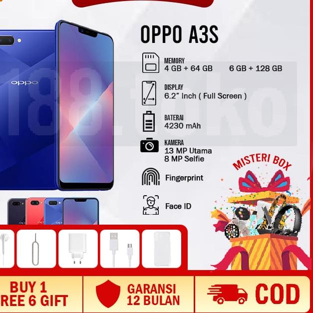 AFI612 hp OPPO A3S ram 6/128GB 4G LTE Smartphone GARANSI 1 TAHUN |||