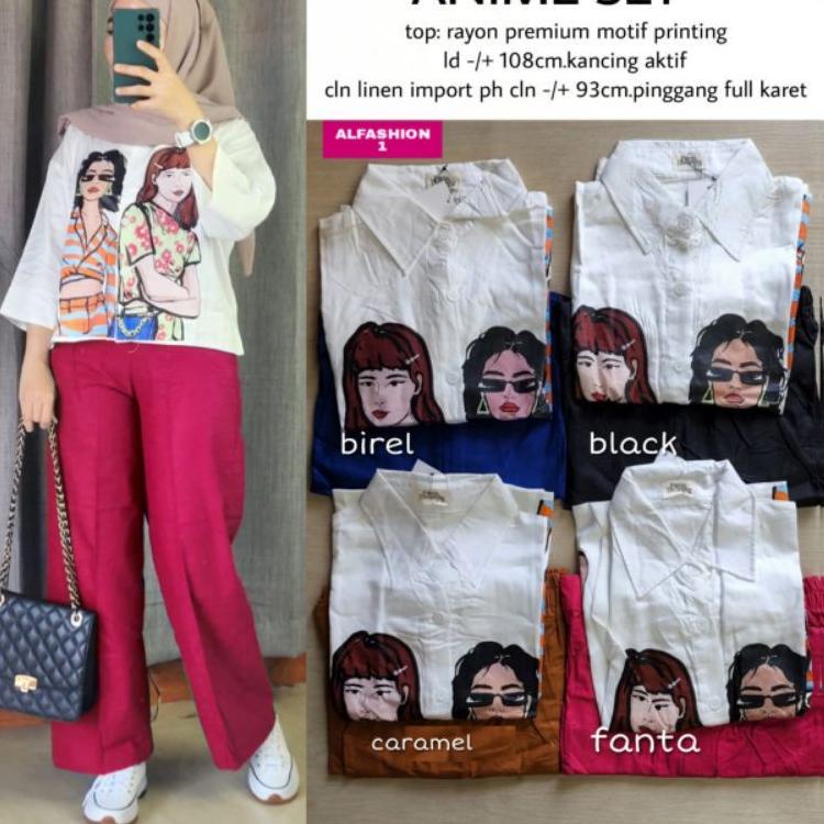 ✹ ANIME SET CROP CRINKLE SABLON LD 110 // SETELAN KEMEJA CRINKLE SABLON // SETELAN POLOS CRINKLE // 