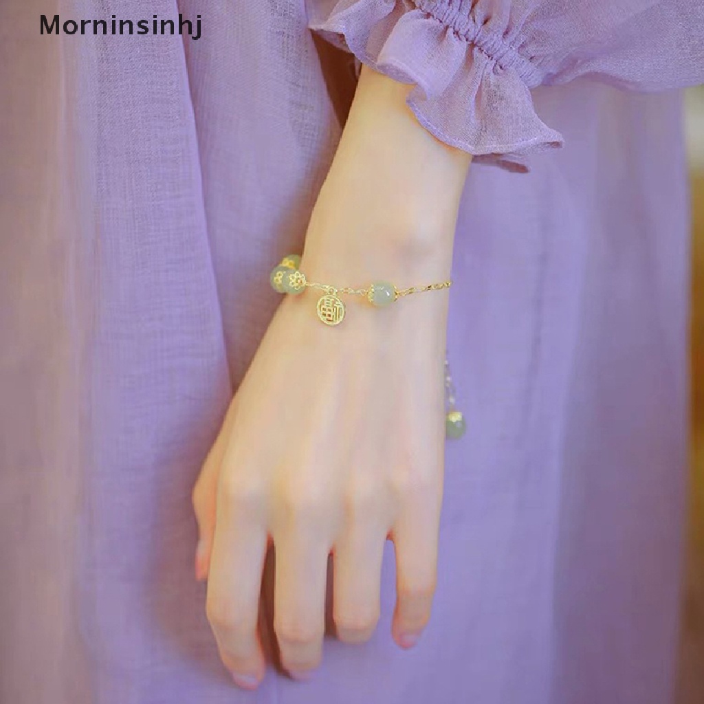 Mornin Fu Karakter Beruntung Hetian Giok Antik Gelang Kreatif All-Match Menguntungkan Perempuan Lucu Temperamenal Fashion Hadiah Femme id