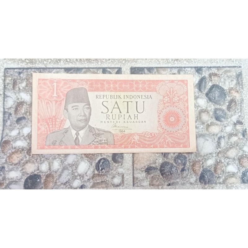 Uang kuno 1 rupiah Thn 1964 Seri Sukarno- Kondisi bagus(Asli uang RI)