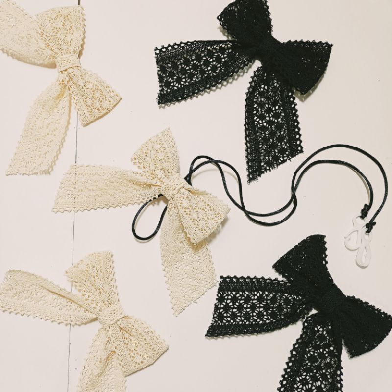 Konektor Strap Masker Pita Renda Lace Ribbon Bow Lucu