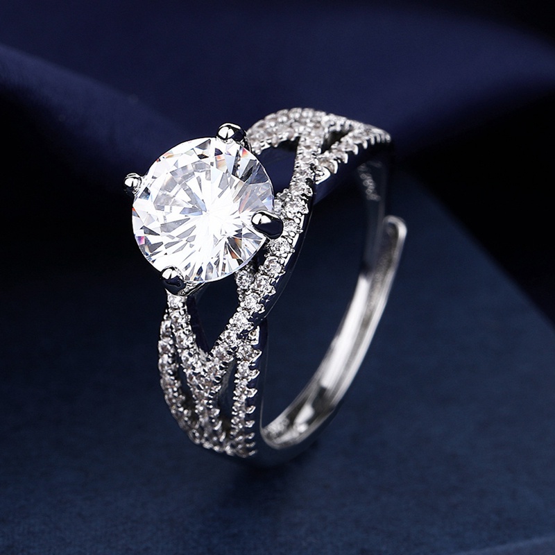 Chic Trendy Cincin Lamaran Bridal Wedding Band Warna Rose Gold Briliant Cubic Zirconia Perhiasan Untuk Akad Tunangan