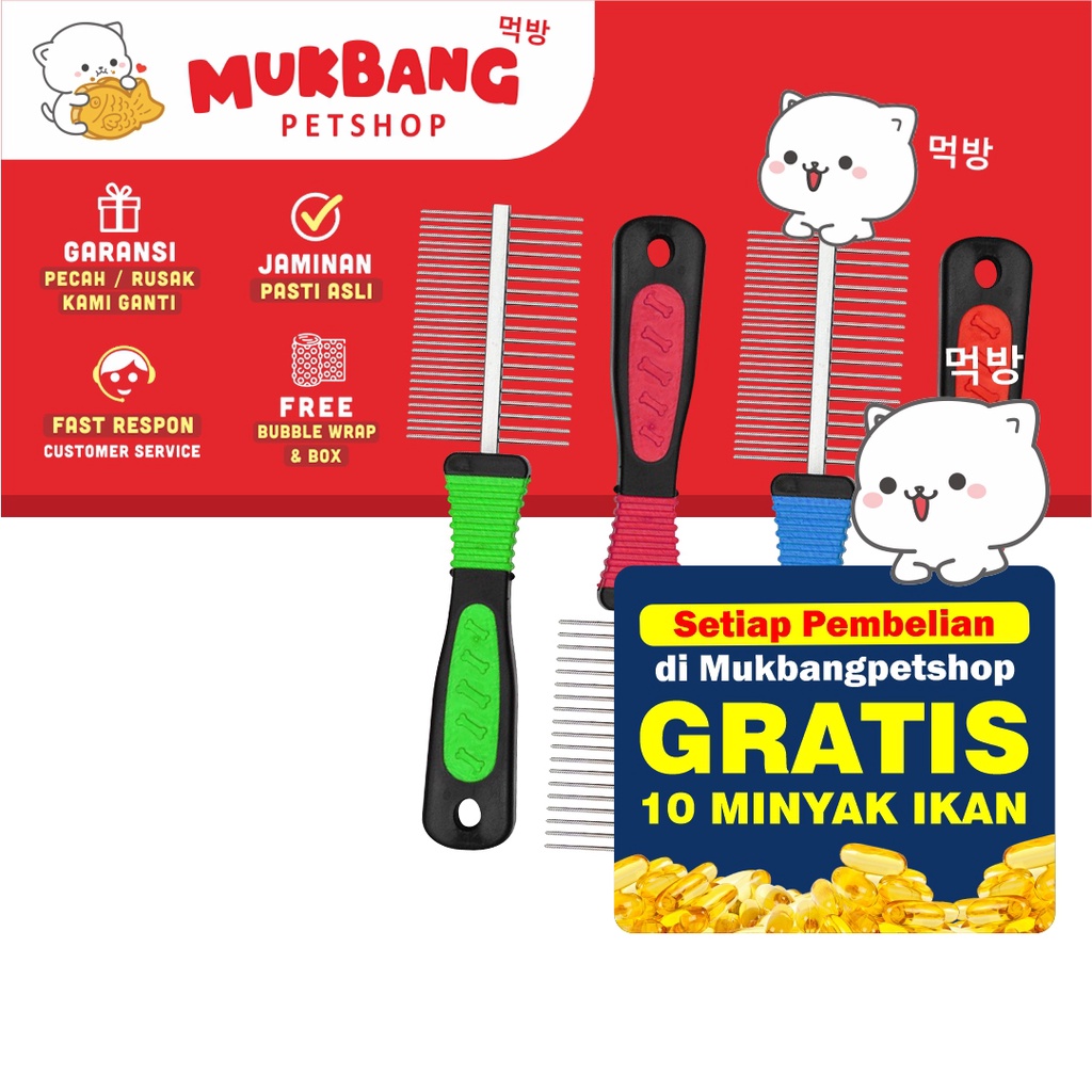 Sisir 2 Dua Sisi Double Comb Anjing Kucing Kutu Grooming Kanan Kiri