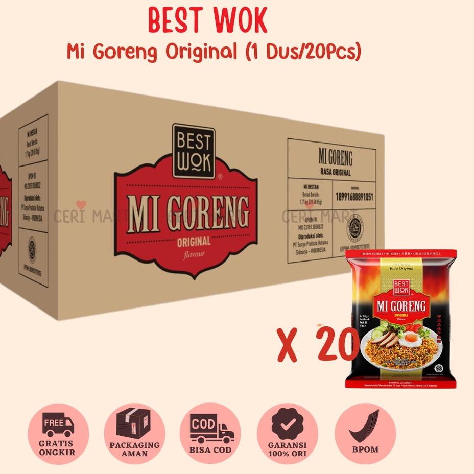 

➴ Best Wok Mi Mie Goreng Original 1 Dus 20 pcs Instant Noodle 85gr BestWok KKV Indomie ←