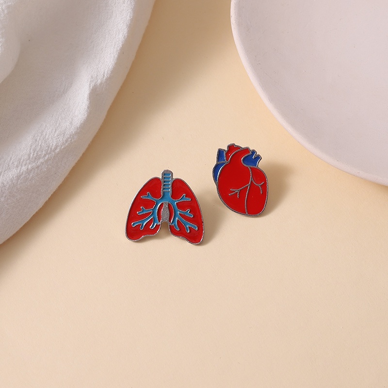 Kreatif Merah Lung Organ Jantung Enamel Pin Perawat Dokter Bros Lencana Pakaian Kerah Pin Kartun Perhiasan Hadiah Untuk Teman