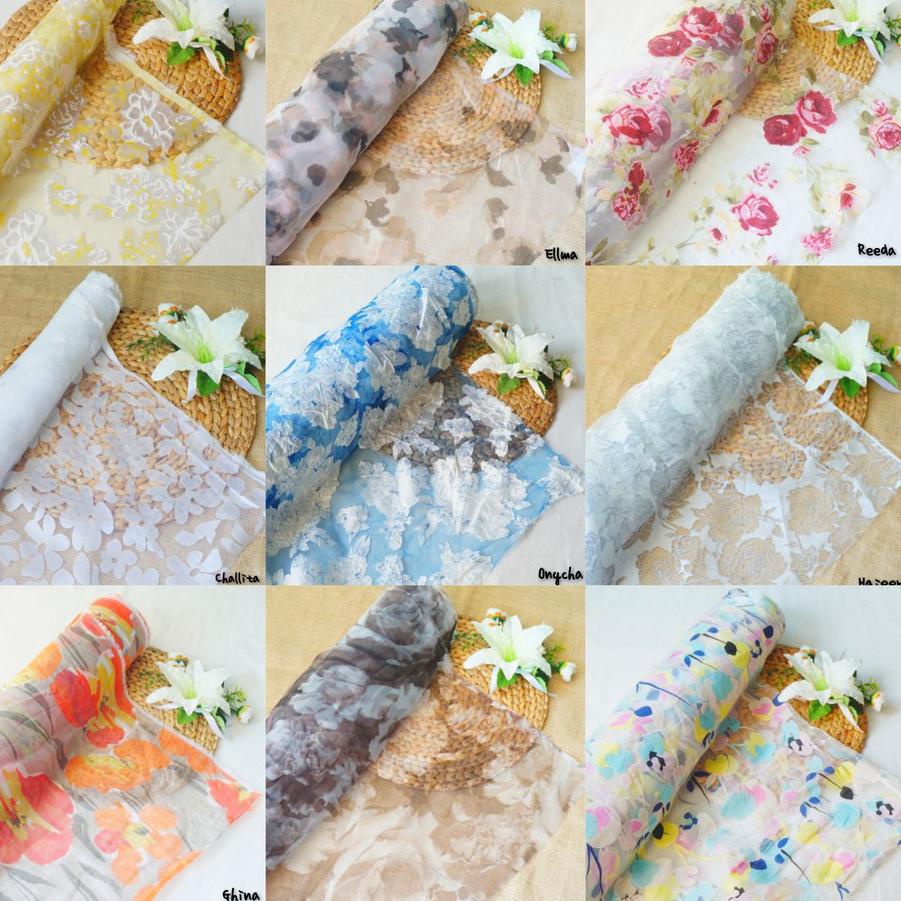 TELAH HADIR G91 Kain Kaca Organza Organdi Organza Motif 3D Kode A つ