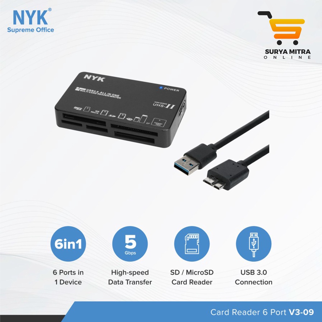 Card Reader NYK 6 SLOT Usb 3.0 C3-09 V3-09  NYK Card Reader 6 Slot