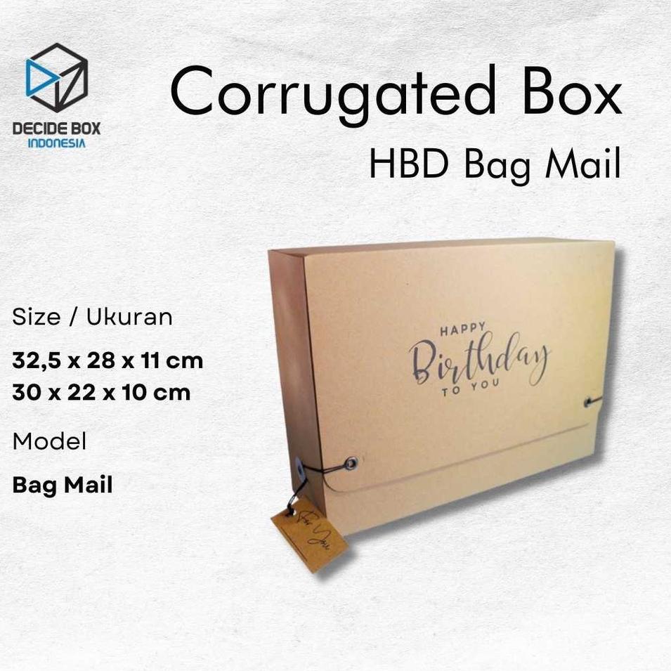

Diskon Irit Decide Box Indonesia - Corrugated Box Bag Mail Model Happy Birthday / Kotak Kado Ulang Tahun atau Happy Birthday Model Bag Mail.