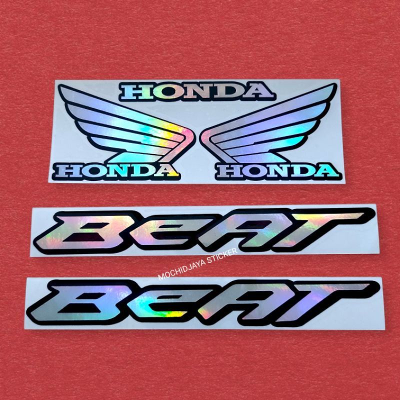 Stiker Beat dan Sayap / Stiker Logo Beat / Stiker Logo Sayap Honda / Stiker Emblem No Timbul
