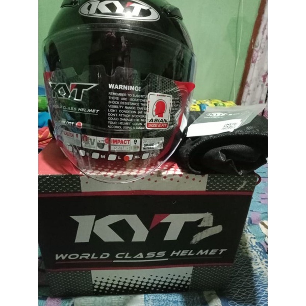 HELM KYT SECOND GALAXY FLAT R WARNA BLACK GLOSSY VISOR HALF FACE/