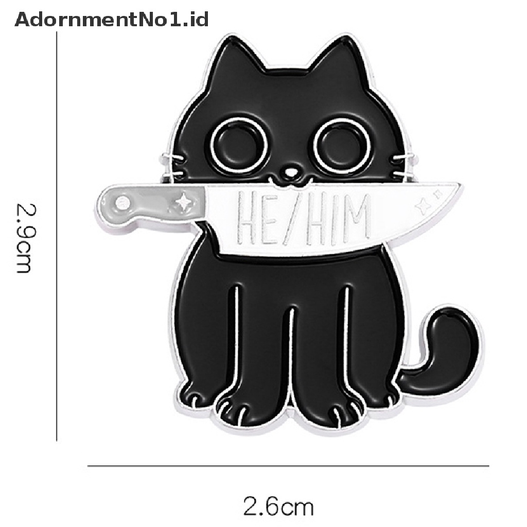 [AdornmentNo1] Enamel Pin Custom Black Cats Belati Bros She Her He Him Them Them Lapel Badges Hewan Perhiasan Hadiah Untuk Teman [ID]