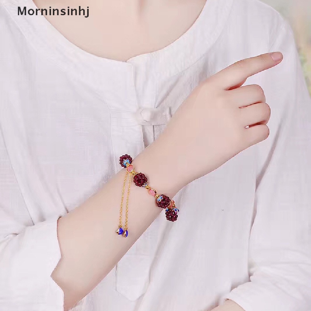 Mornin Gelang Etnik Batu Garnet Alami Delima Gelang Kristal Perhiasan Halus id