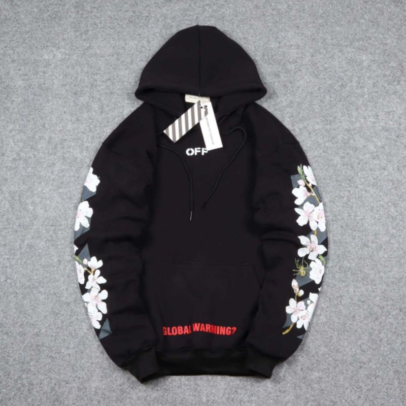 Hoodie Off-White Cherry Blossom Fulltag Label Pria Wanita