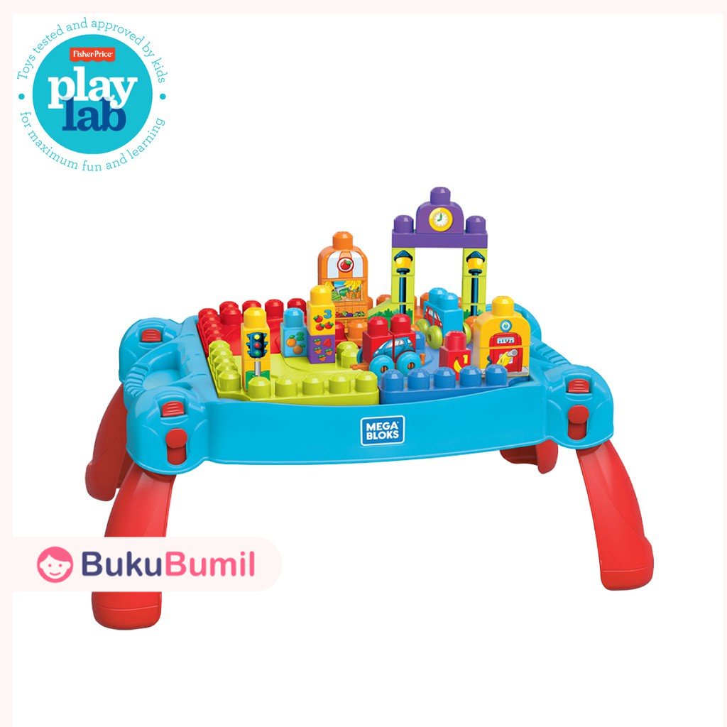 Fisher Price Mainan Balok Edukasi Bayi Usia 1 2 3 4 5 Tahun First Builders Build ‘n Learn Table - Ma