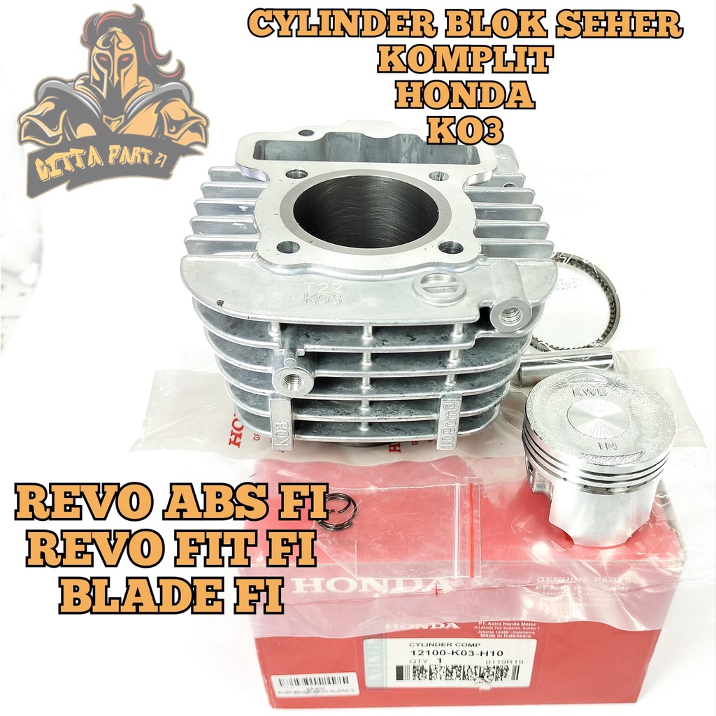 CYLINDER BLOK SEHER PISTON RING KOMPLIT HONDA K03 KUALITAS ASLI ORIGINAL HONDA AHM PRESISI TINGGAL PASANG BAHAN BERKUALITAS DAN DIJAMIN AWET REVO ABSOLUTE FI INJEKSI REVO FIT FI BLADE FI