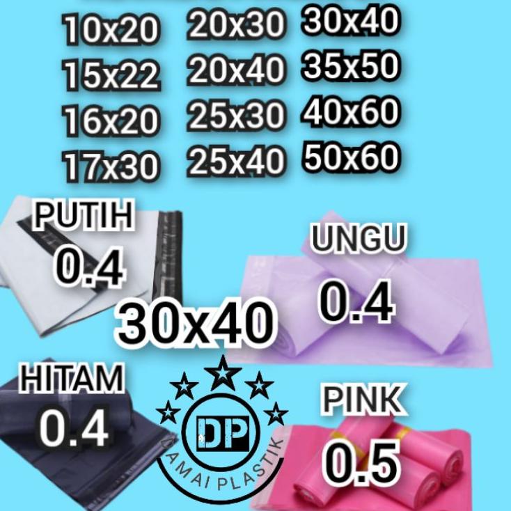 

✨SHOPEE MALL✨ Kantong Plastik Packing PE 30x40CM Olshop Polymailer Hitam Putih Pink 30x40 Amplop ungu 32x45 gas !!
