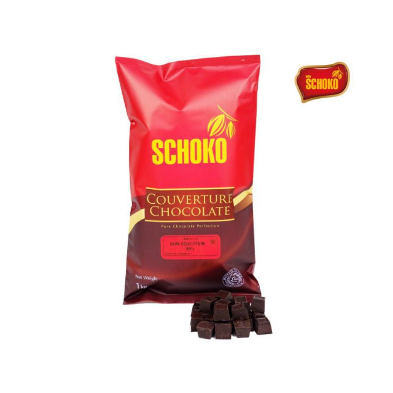 

✨NEW✨ -Dark Chocolate Couverture Cube 56% 1kg SCHOKO / dark chocolate blok / cokelat blok / easy melt- 1.1.23