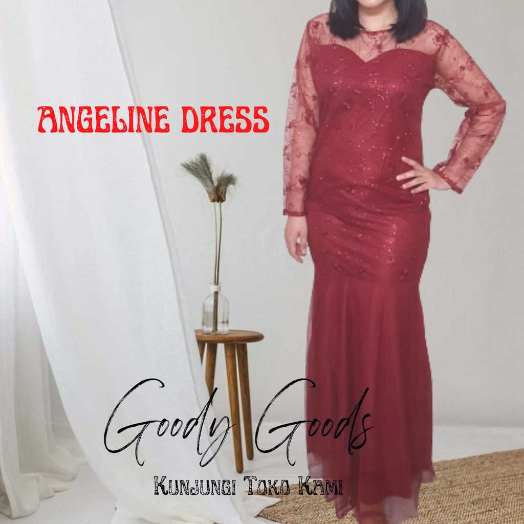 Dress Maxi Angeline / Maxi Model Tile Mutiara Import / Maxi wanita Pesta / Gaun Maxi brukat Kondanga