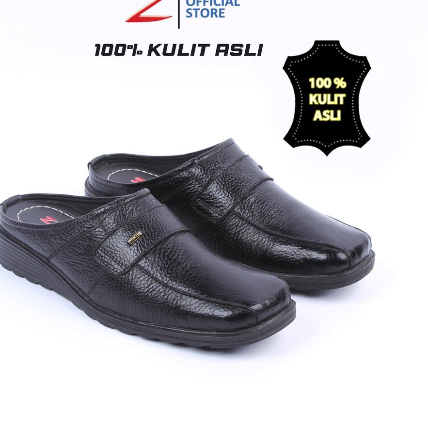 ♔ Zeintin - Sepatu Selop Kulit Pria Zeintin CK 0610 Hitam | Fashion Pria/Sepatu Selop Pria ➫