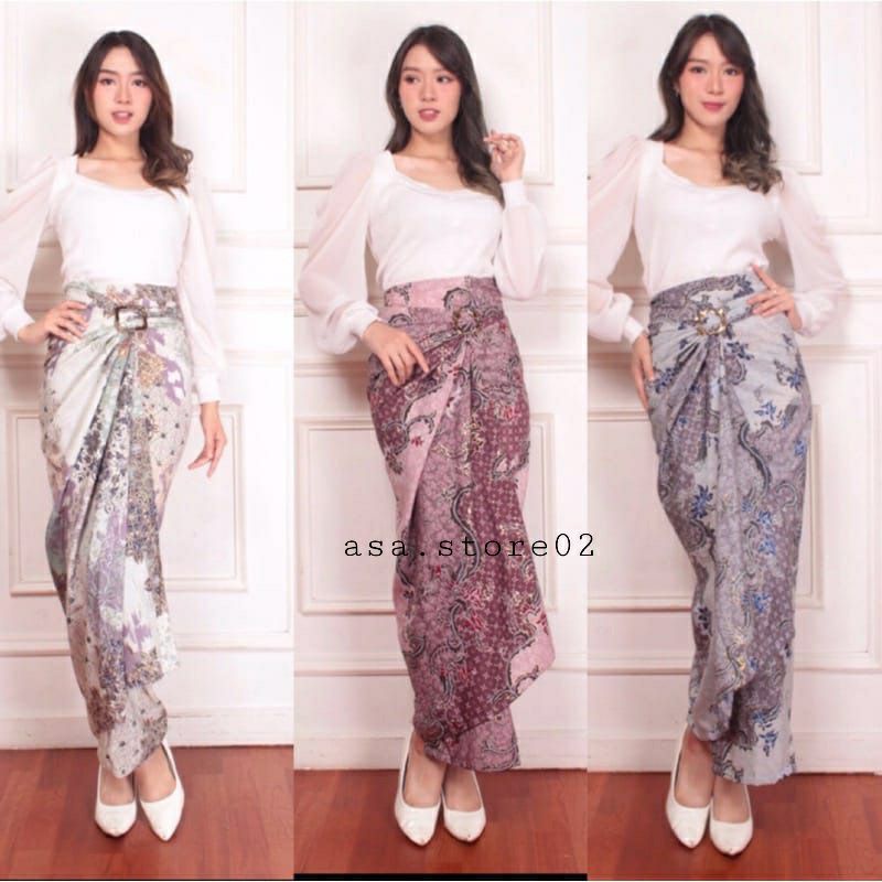 Rok Lilit Semi Sutra Floral Premium/Rok Kebaya/Rok Wisuda