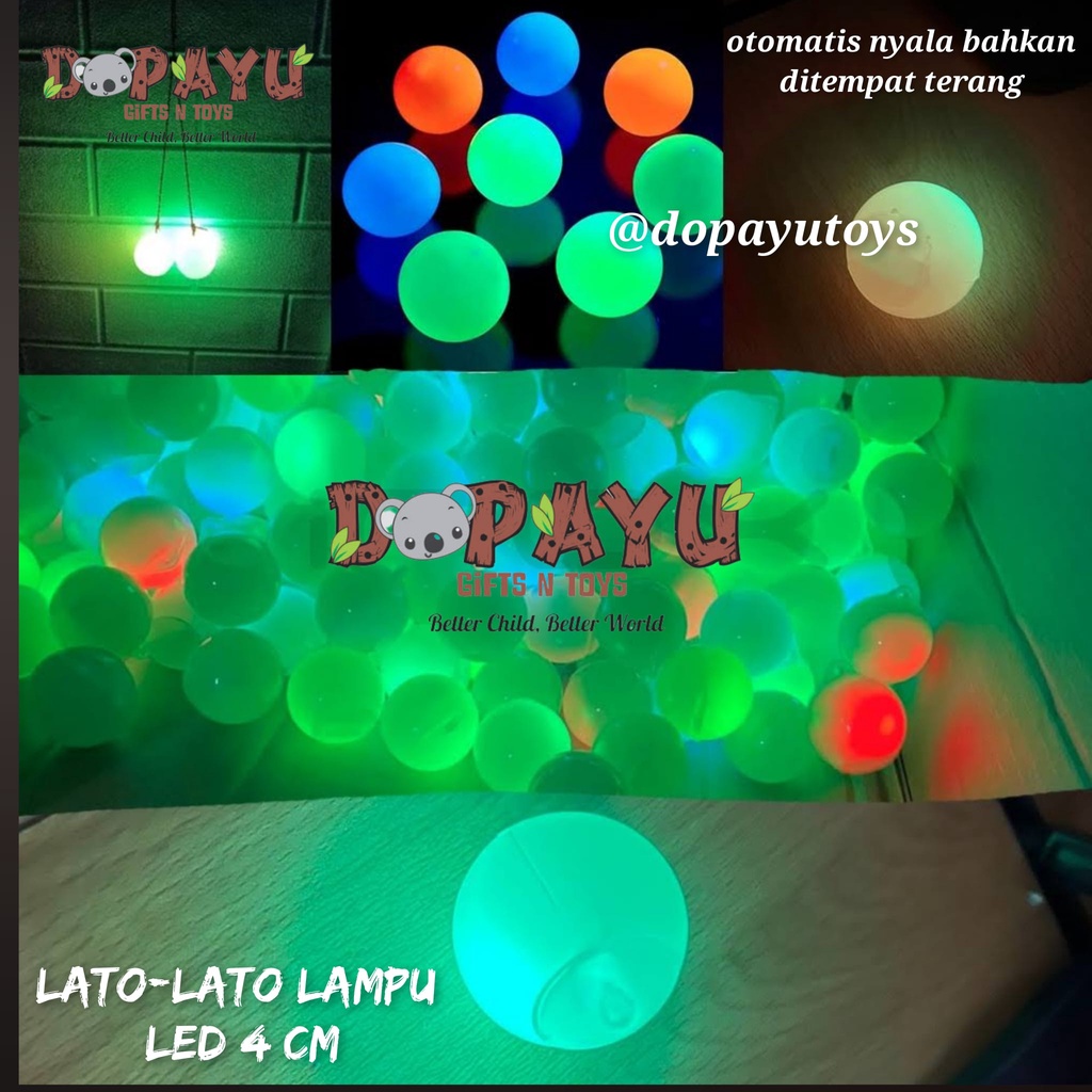 MAINAN LATTO-LATTO LAMPU LED NYALA LATO-LATO ETEK-ETEK 4 CM BERSINAR